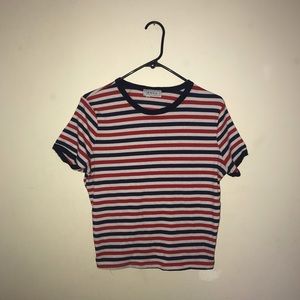 Red, white, and blue striped ribbed tee